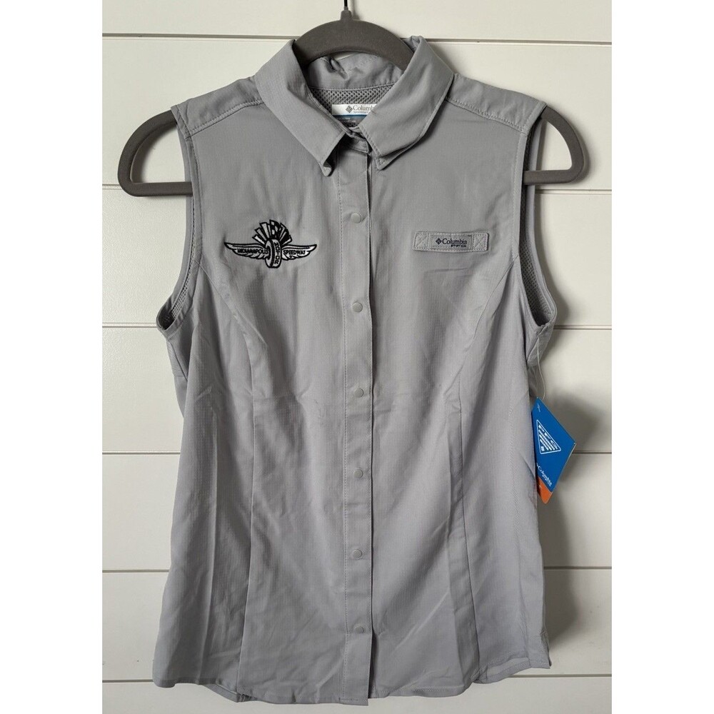 Columbia PFG Wing Wheel Indianapolis Speedway Tamiami Woman’s Sleeveless Shirt